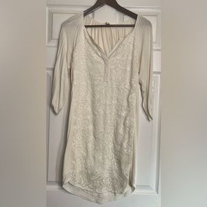 Anthropologie white embroidered knee length dress